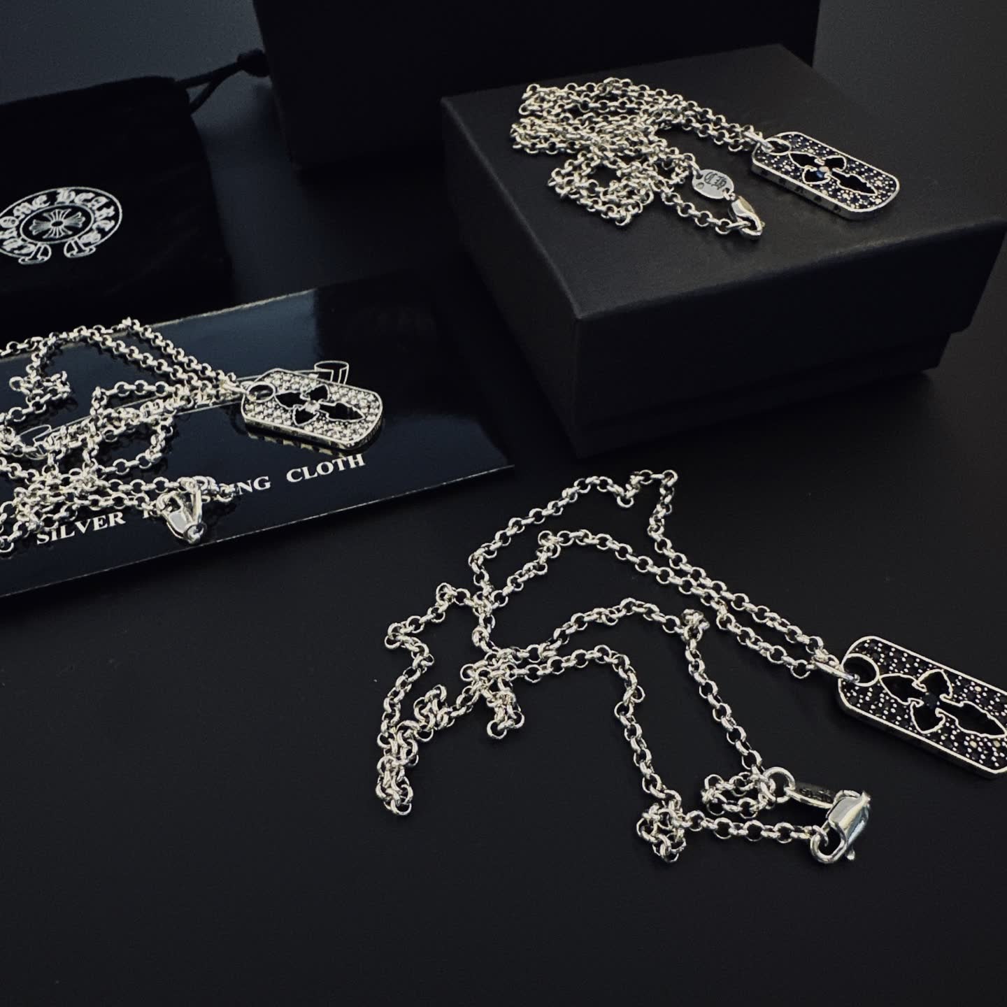 Chrome Hearts Silver Cross Tag Necklace